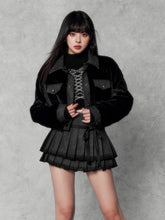 Eco-Fur Spliced Short Jacket